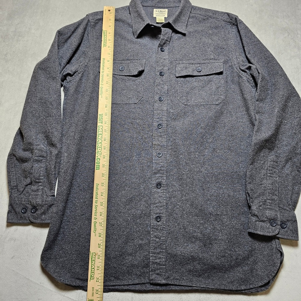 LL Bean Mens L-Tall Slightly Fitted Flannel Shirt Charcoal Gray‎ Heather - Picture 5 of 16